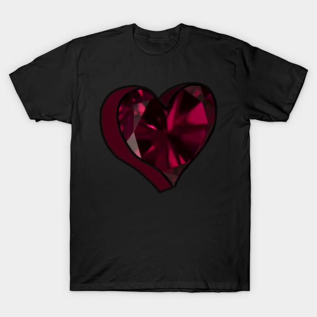 Red Diamond Love Heart T-Shirt by ROLLIE MC SCROLLIE